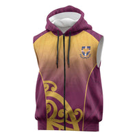 Custom Waiuku College Sleeveless Zip Hoodie Maori Koru Pattern