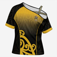 Custom Motueka High School Cross Shoulder Shirt Maori Koru Pattern