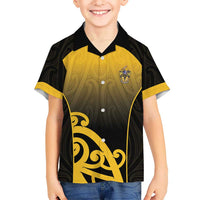 Custom Motueka High School Family Matching Off The Shoulder Long Sleeve Dress and Hawaiian Shirt Maori Koru Pattern