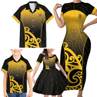 Custom Motueka High School Family Matching Short Sleeve Bodycon Dress and Hawaiian Shirt Maori Koru Pattern