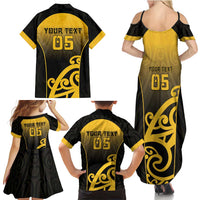 Custom Motueka High School Family Matching Summer Maxi Dress and Hawaiian Shirt Maori Koru Pattern