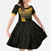 Custom Motueka High School Kid Short Sleeve Dress Maori Koru Pattern