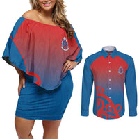 Custom St Joseph's Maori Girls' College Couples Matching Off Shoulder Short Dress and Long Sleeve Button Shirt Maori Koru Pattern