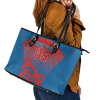 Custom St Joseph's Maori Girls' College Leather Tote Bag Maori Koru Pattern