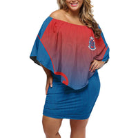 Custom St Joseph's Maori Girls' College Off Shoulder Short Dress Maori Koru Pattern LT05 Women Blue - Polynesian Pride