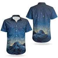 New Zealand Matariki Couples Matching Short Sleeve Bodycon Dress and Hawaiian Shirt Maori Waka With Silver Fern LT05 - Polynesian Pride