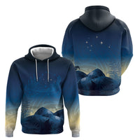 New Zealand Matariki Hoodie Maori Waka With Silver Fern LT05 - Polynesian Pride