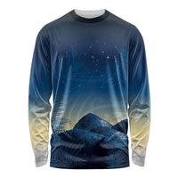 New Zealand Matariki Long Sleeve Shirt Maori Waka With Silver Fern LT05 Unisex Navy - Polynesian Pride