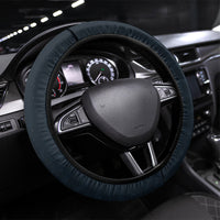 New Zealand Matariki Steering Wheel Cover Maori Waka With Silver Fern LT05 Universal Fit Navy - Polynesian Pride