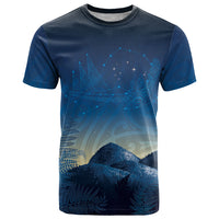 New Zealand Matariki T Shirt Maori Waka With Silver Fern LT05 Navy - Polynesian Pride