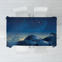 New Zealand Matariki Tablecloth Maori Waka With Silver Fern LT05 Navy - Polynesian Pride