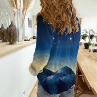 New Zealand Matariki Women Casual Shirt Maori Waka With Silver Fern LT05 - Polynesian Pride