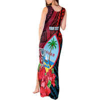 Personalized Guam Tank Maxi Dress Latte Stone Mix Bougainvillea Polynesian Pattern LT05 - Polynesian Pride