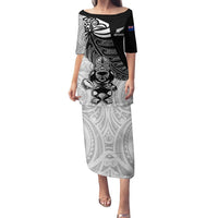 New Zealand Silver Fern Rugby Puletasi World Cup 2023 Go Aotearoa Maori Pattern LT05 Long Dress Black - Polynesian Pride