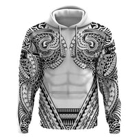 Polynesian Tattoo Inspired Cosplay Costume Hoodie Tribal Warrior White - Polynesian Pride