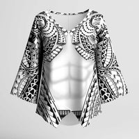 Polynesian Tattoo Inspired Cosplay Costume Kimono Sleeve Blouse Tribal Warrior White - Polynesian Pride
