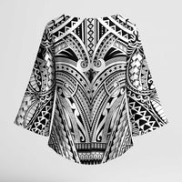 Polynesian Tattoo Inspired Cosplay Costume Kimono Sleeve Blouse Tribal Warrior White - Polynesian Pride