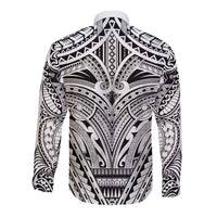 Polynesian Tattoo Inspired Cosplay Costume Long Sleeve Button Shirt Tribal Warrior White - Polynesian Pride