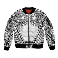 Polynesian Tattoo Inspired Cosplay Costume Sleeve Zip Bomber Jacket Tribal Warrior White - Polynesian Pride