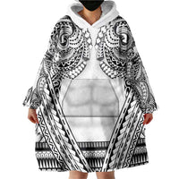 Polynesian Tattoo Inspired Cosplay Costume Wearable Blanket Hoodie Tribal Warrior White - Polynesian Pride