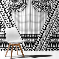 Polynesian Tattoo Inspired Cosplay Costume Window Curtain Tribal Warrior White - Polynesian Pride