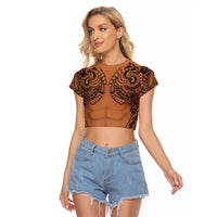 Polynesian Tattoo Inspired Cosplay Costume Raglan Cropped T Shirt Tribal Warrior - Polynesian Pride