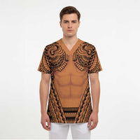 Polynesian Tattoo Inspired Cosplay Costume Scrub Top Tribal Warrior - Polynesian Pride