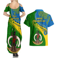 Malampa Day Couples Matching Summer Maxi Dress and Hawaiian Shirt Sand Drawing Vanuatuan Pattern LT05 - Polynesian Pride