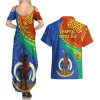 Tafea Day Couples Matching Summer Maxi Dress and Hawaiian Shirt Sand Drawing Vanuatuan Pattern LT05 - Polynesian Pride