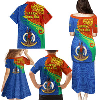 Tafea Day Family Matching Puletasi Dress and Hawaiian Shirt Sand Drawing Vanuatuan Pattern LT05 - Polynesian Pride