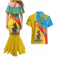 Torba Day Couples Matching Mermaid Dress and Hawaiian Shirt Sand Drawing Vanuatuan Pattern LT05 - Polynesian Pride
