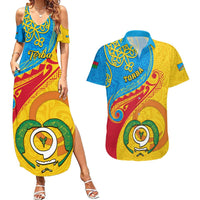 Torba Day Couples Matching Summer Maxi Dress and Hawaiian Shirt Sand Drawing Vanuatuan Pattern LT05 Yellow - Polynesian Pride