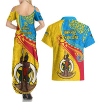 Torba Day Couples Matching Summer Maxi Dress and Hawaiian Shirt Sand Drawing Vanuatuan Pattern LT05 - Polynesian Pride