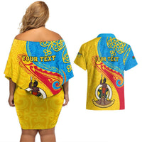 Personalized Torba Day Couples Matching Off Shoulder Short Dress and Hawaiian Shirt Sand Drawing Vanuatuan Pattern LT05 - Polynesian Pride