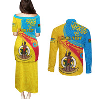 Personalized Torba Day Couples Matching Puletasi Dress and Long Sleeve Button Shirts Sand Drawing Vanuatuan Pattern LT05 - Polynesian Pride