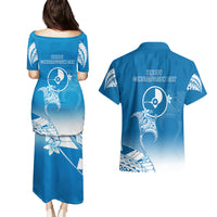 FSM Yap Constitution Day Couples Matching Puletasi Dress and Hawaiian Shirt Polynesian Batoids LT05 - Polynesian Pride