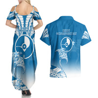 FSM Yap Constitution Day Couples Matching Summer Maxi Dress and Hawaiian Shirt Polynesian Batoids LT05 - Polynesian Pride