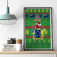 Cook Islands Christmas Canvas Wall Art Santa Coat Of Arms Meri Kiritimiti LT05 - Polynesian Pride