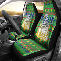 Personalised Cook Islands Christmas Car Seat Cover Santa Coat Of Arms Meri Kiritimiti LT05 - Polynesian Pride