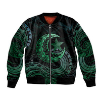 Personalised Polynesia Bomber Jacket With Islam Crescent And Star LT05 Unisex Green - Polynesian Pride
