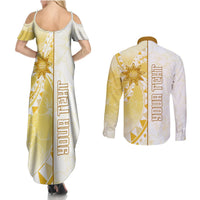 Personalised Polynesia Couples Matching Summer Maxi Dress and Long Sleeve Button Shirt Bahai Faith Symbol LT05 - Polynesian Pride