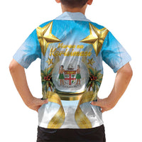 Fiji Christmas Family Matching Short Sleeve Bodycon Dress and Hawaiian Shirt Snow Globe With Fijian Santa LT05