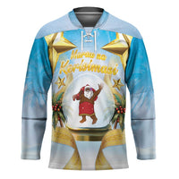 Fiji Christmas Hockey Jersey Snow Globe With Fijian Santa LT05 - Polynesian Pride