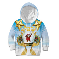 Fiji Christmas Kid Hoodie Snow Globe With Fijian Santa LT05 Hoodie Blue - Polynesian Pride