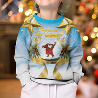 Fiji Christmas Kid Ugly Christmas Sweater Snow Globe With Fijian Santa - Polynesian Pride