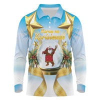Fiji Christmas Long Sleeve Polo Shirt Snow Globe With Fijian Santa LT05