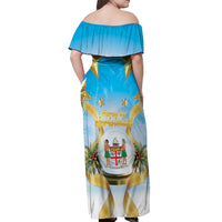 Fiji Christmas Off Shoulder Maxi Dress Snow Globe With Fijian Santa LT05 - Polynesian Pride