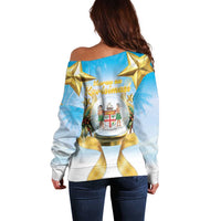 Fiji Christmas Off Shoulder Sweater Snow Globe With Fijian Santa LT05 - Polynesian Pride