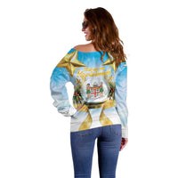 Fiji Christmas Off Shoulder Sweater Snow Globe With Fijian Santa LT05 - Polynesian Pride