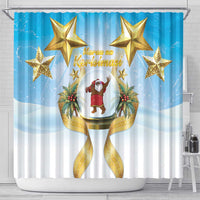 Fiji Christmas Shower Curtain Snow Globe With Fijian Santa LT05 - Polynesian Pride